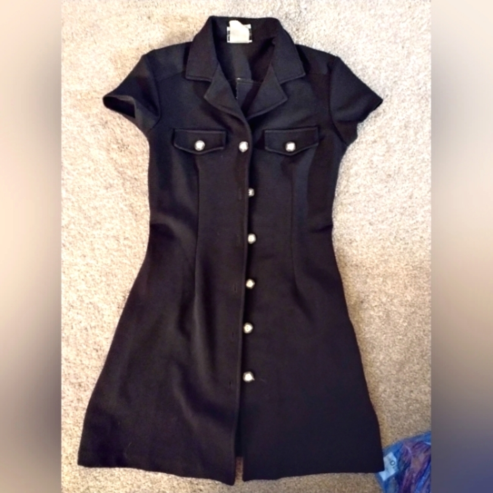 Little black dress button up mid thigh length